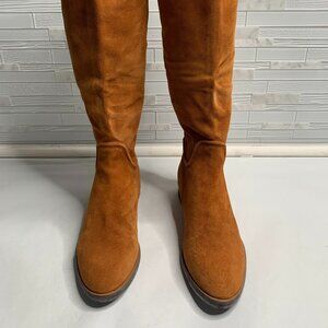 Modern Vice Suede Cognac Oily Knee Boot W Back Zip Closure
